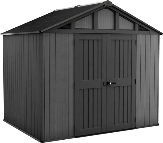 Keter Abri de Jardin 7.7 m² en Résine et Métal, Anthracite Imitation Bois